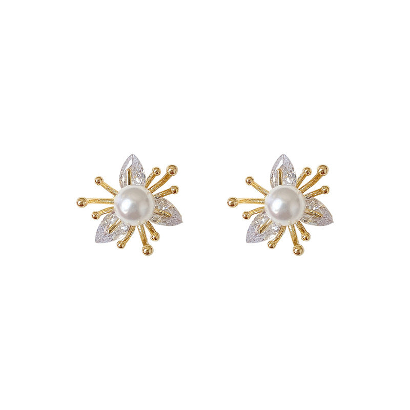 Crystal & Pearl Flower Earrings