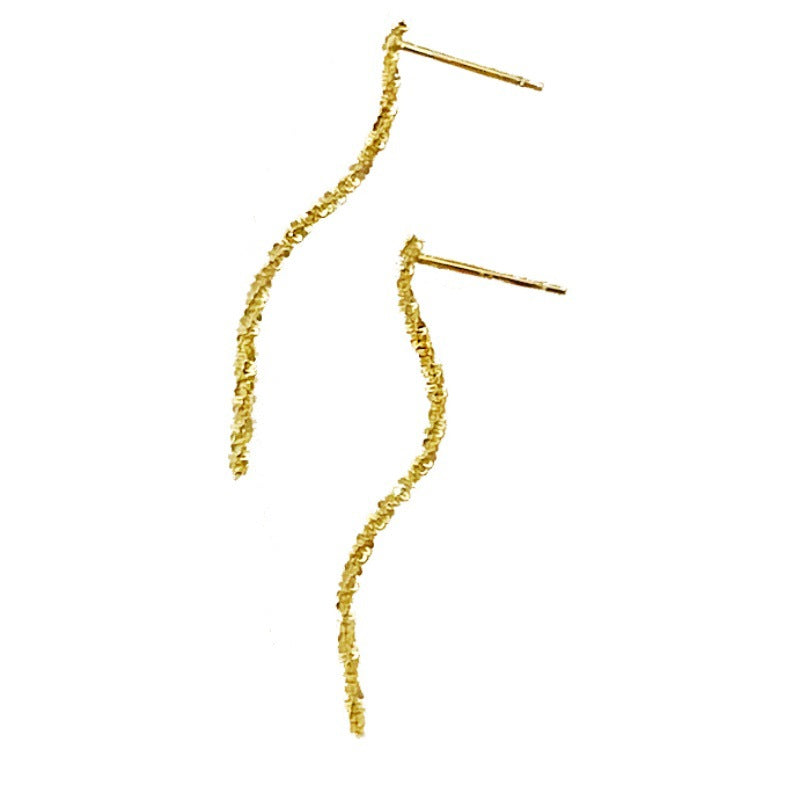 925 Sterling Silver Gold Plated Simple Tassel Earrings