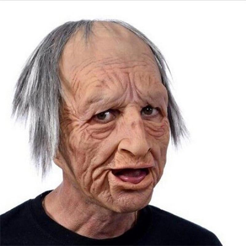 Halloween Simulation Latex Mask – Realistic Old Man Face with Hair, Breathable Non-Toxic Latex Cosplay & Party Costume Mask