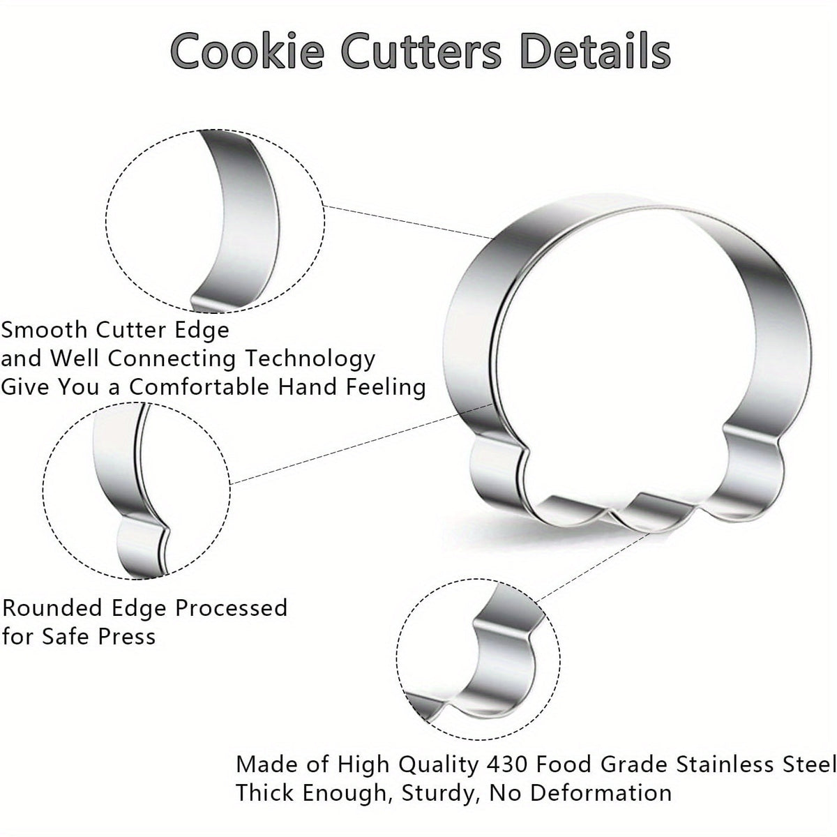Halloween Stainless Steel Cookie Cutters Set with 7 Shapes Including Bat Ghost Pumpkin and Skull