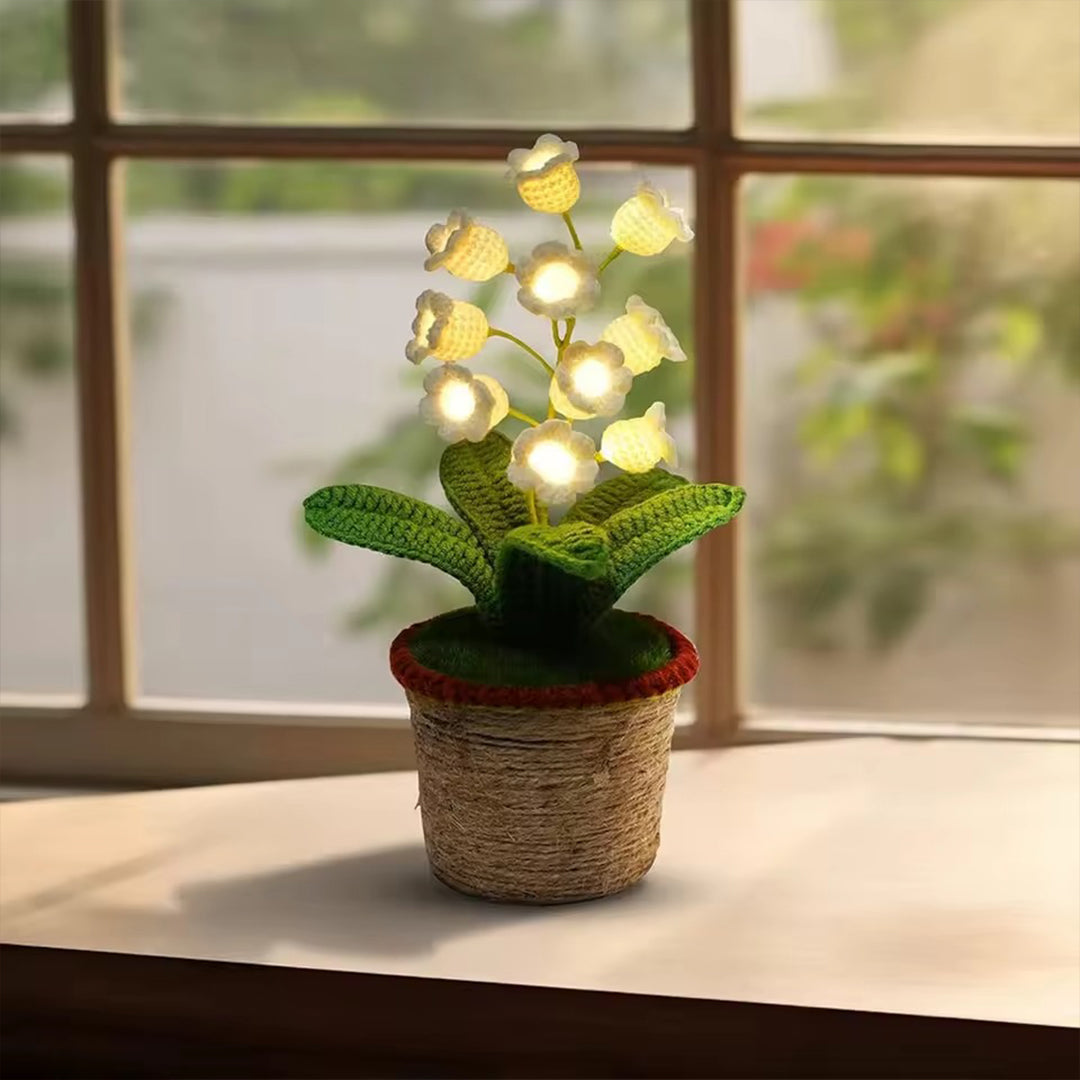 Lily Bloom Night Lamp – Handcrafted Crochet Lily LED Table Lamp with Warm Ambient Light