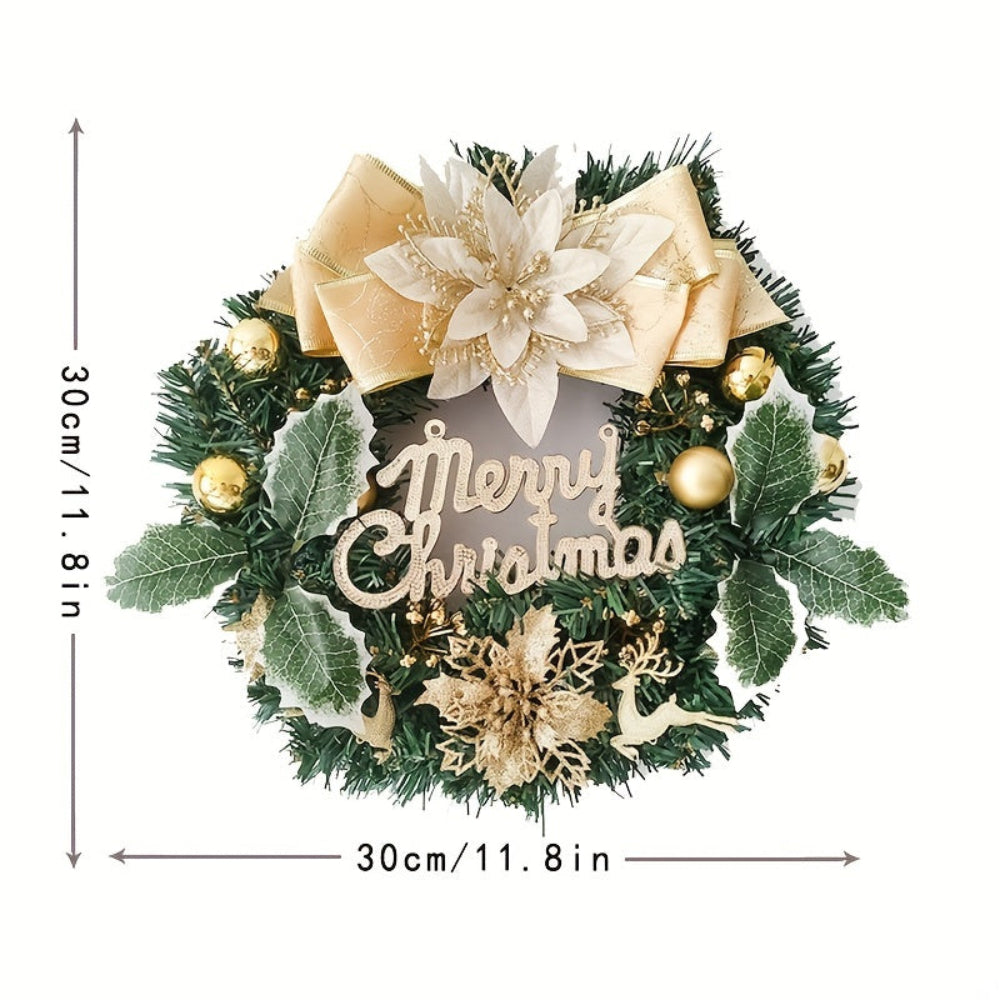 Christmas Ornaments Gold Bow Wreath Door Decoration