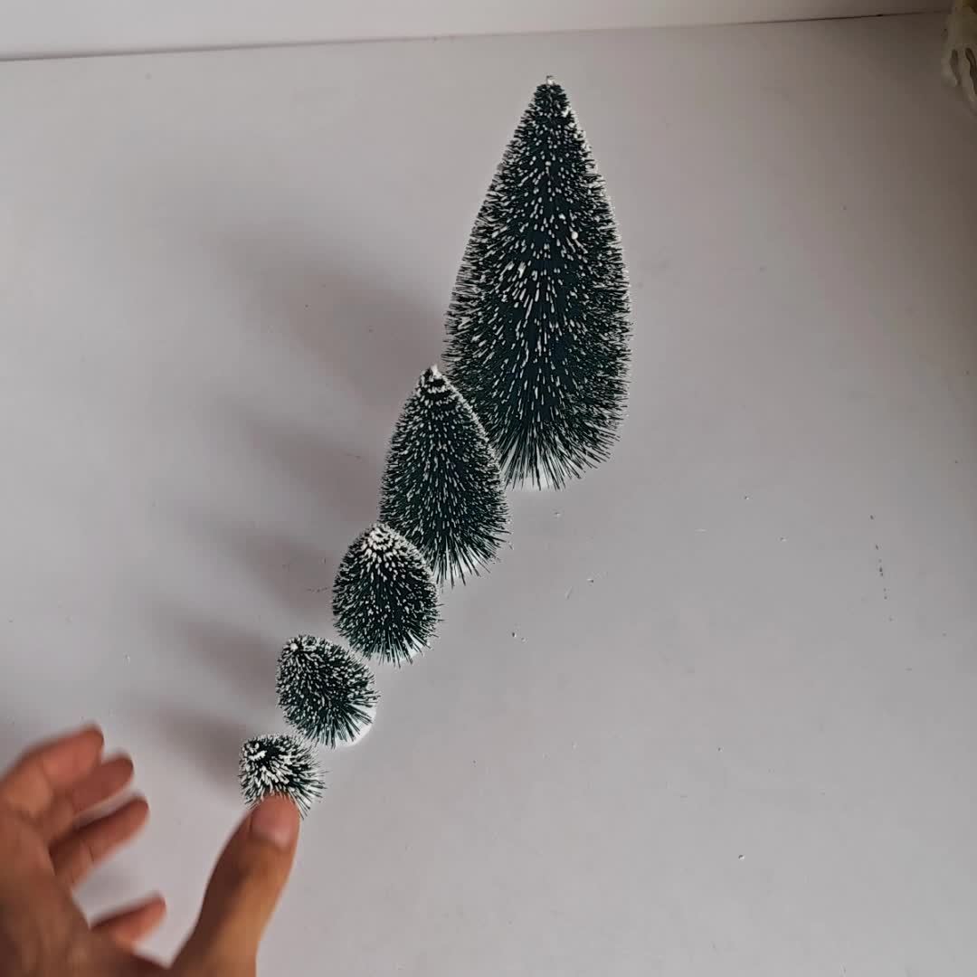 Christmas Tree Set Mini Pine Snow Tabletop Display