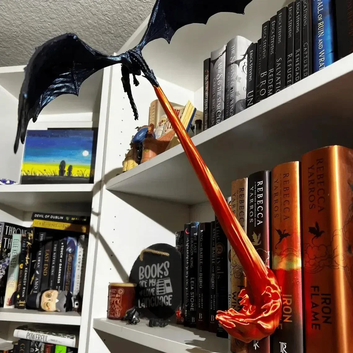 Dragon Flame Book Nook – Fantasy Bookshelf Decoration