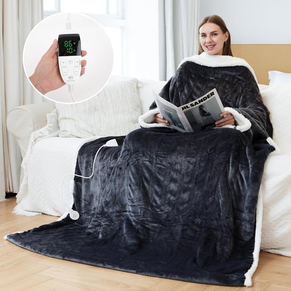 Electric Blanket Heated Wearable Throw Sleeves Temperature Control