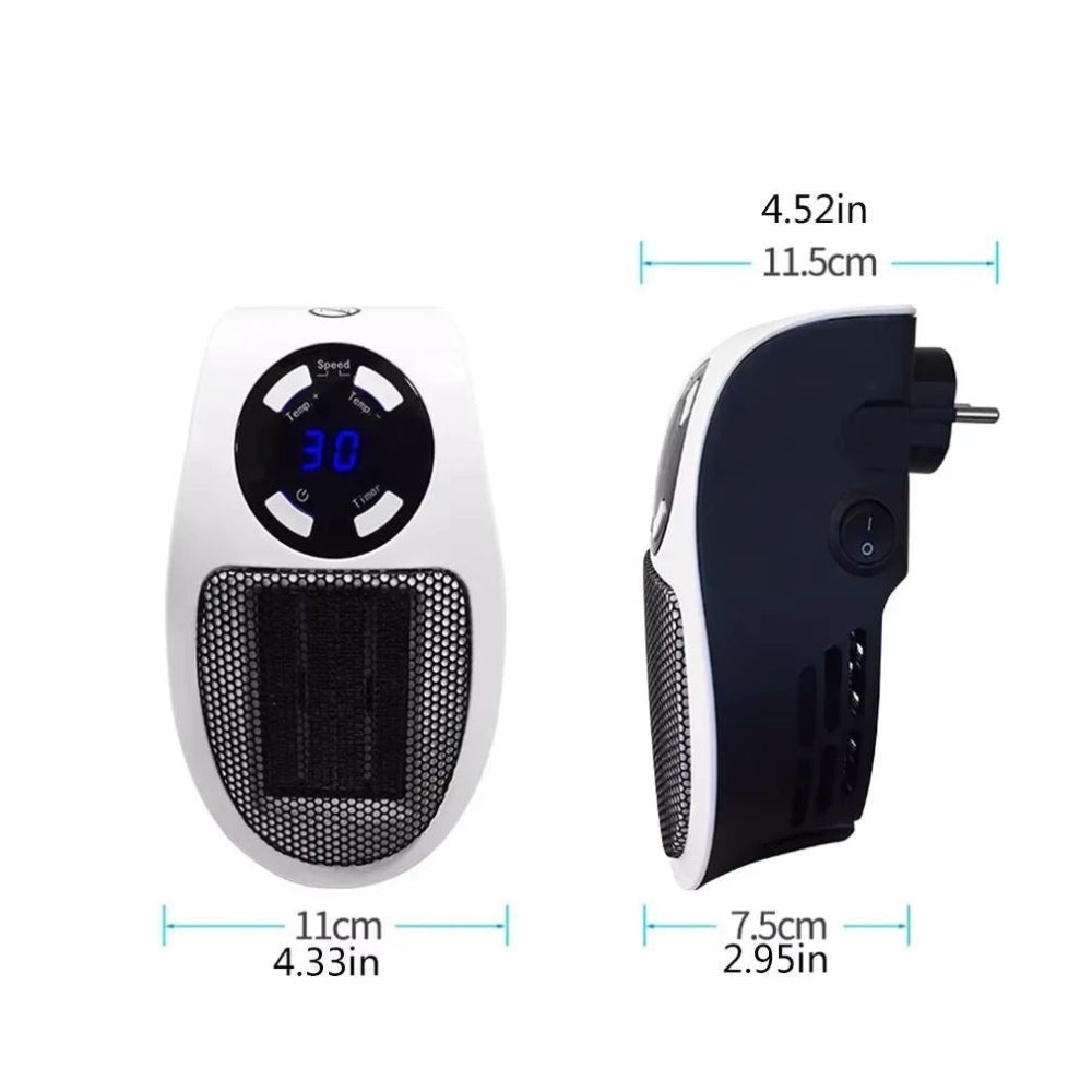Electric Space Heater Plug-In Mini Wall Heater Remote Control