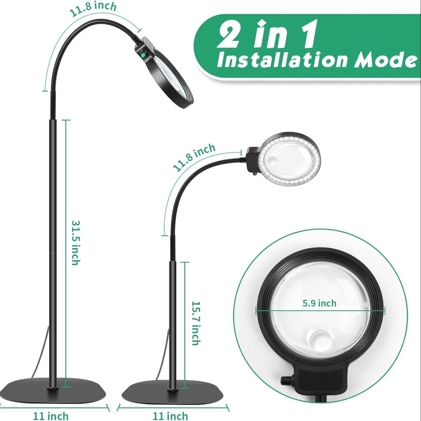 LED Magnifying Glass Hands Free Craft Reading