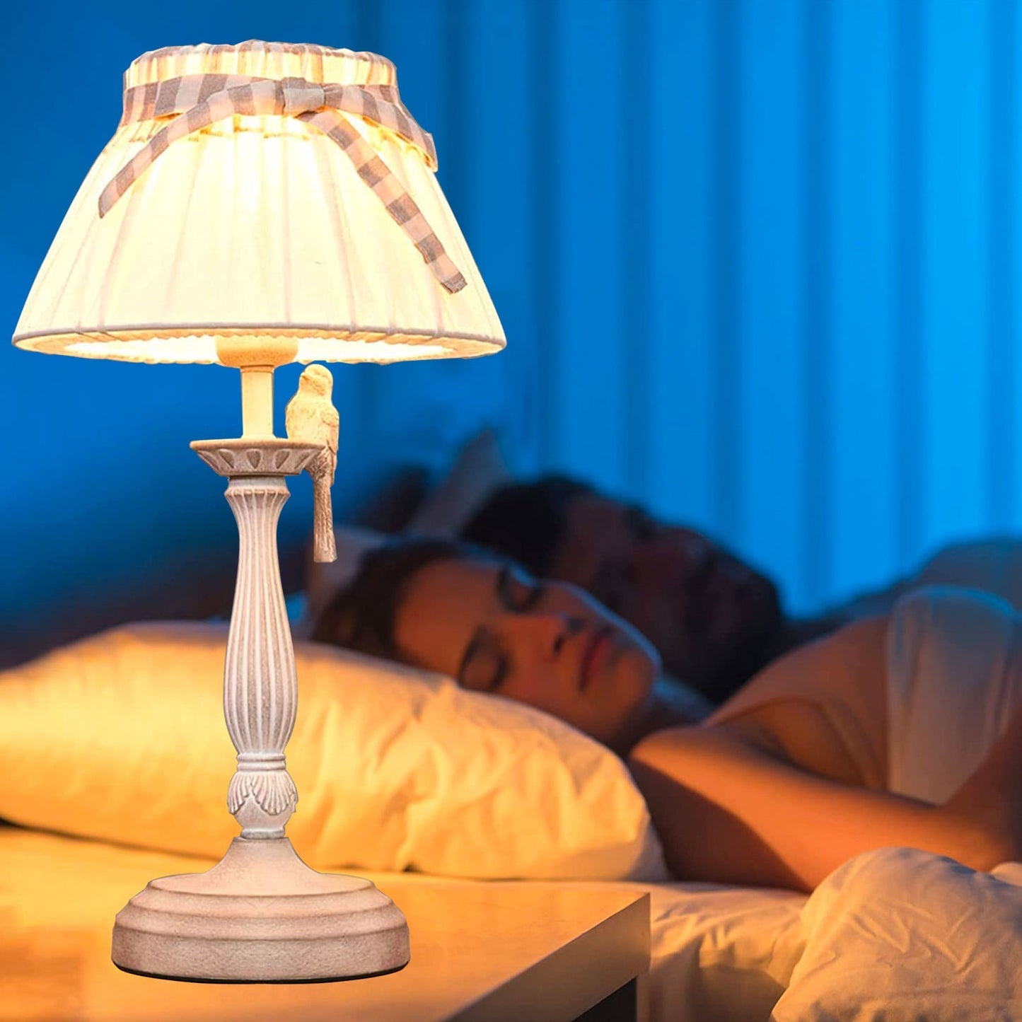 Boho Table Lamp with Fabric Shade