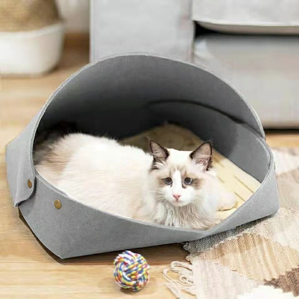 Semi-Enclosed Felt Cat Bed
