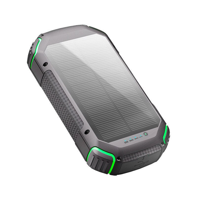 20000mAh Solar Power Bank with Fast Charging, Waterproof Design, and Red Warning Light for Emergency Situations