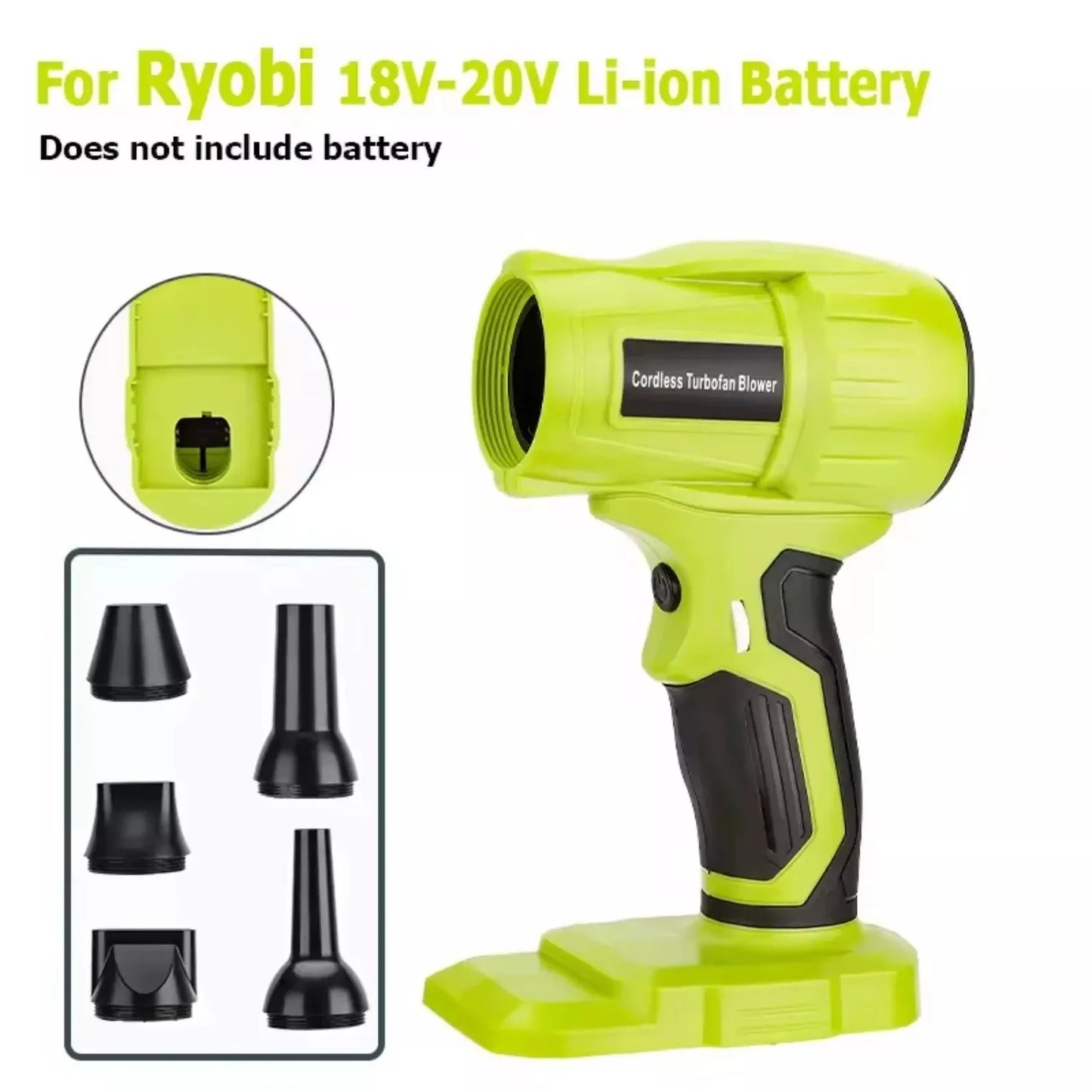 Cordless Mini Turbo Jet Blower β Compatible with Ryobi, Makita, Dewalt, Milwaukee & Bosch 18V/20V Batteries β 96,000RPM, Compact & Powerful Air Duster (Battery Not Included)