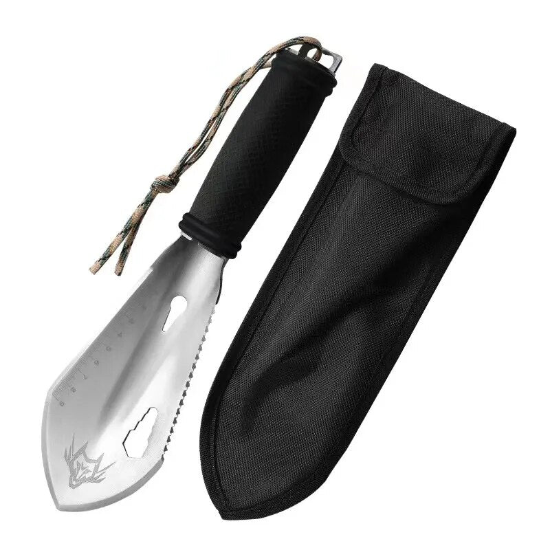 Versatile Stainless Steel Outdoor Camping/Garden Shovel Set with Hex Wrench, Ruler, and Knife - Enhance Your Outdoor Experience