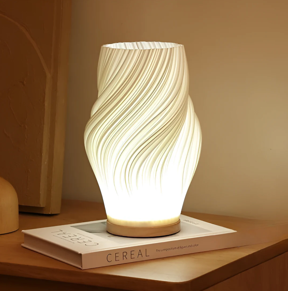Dimmable Modern Cream-Colored 3D Wave Lamp