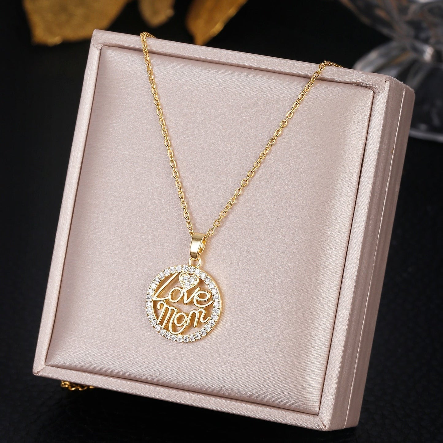 Love you Mom Charm Necklace