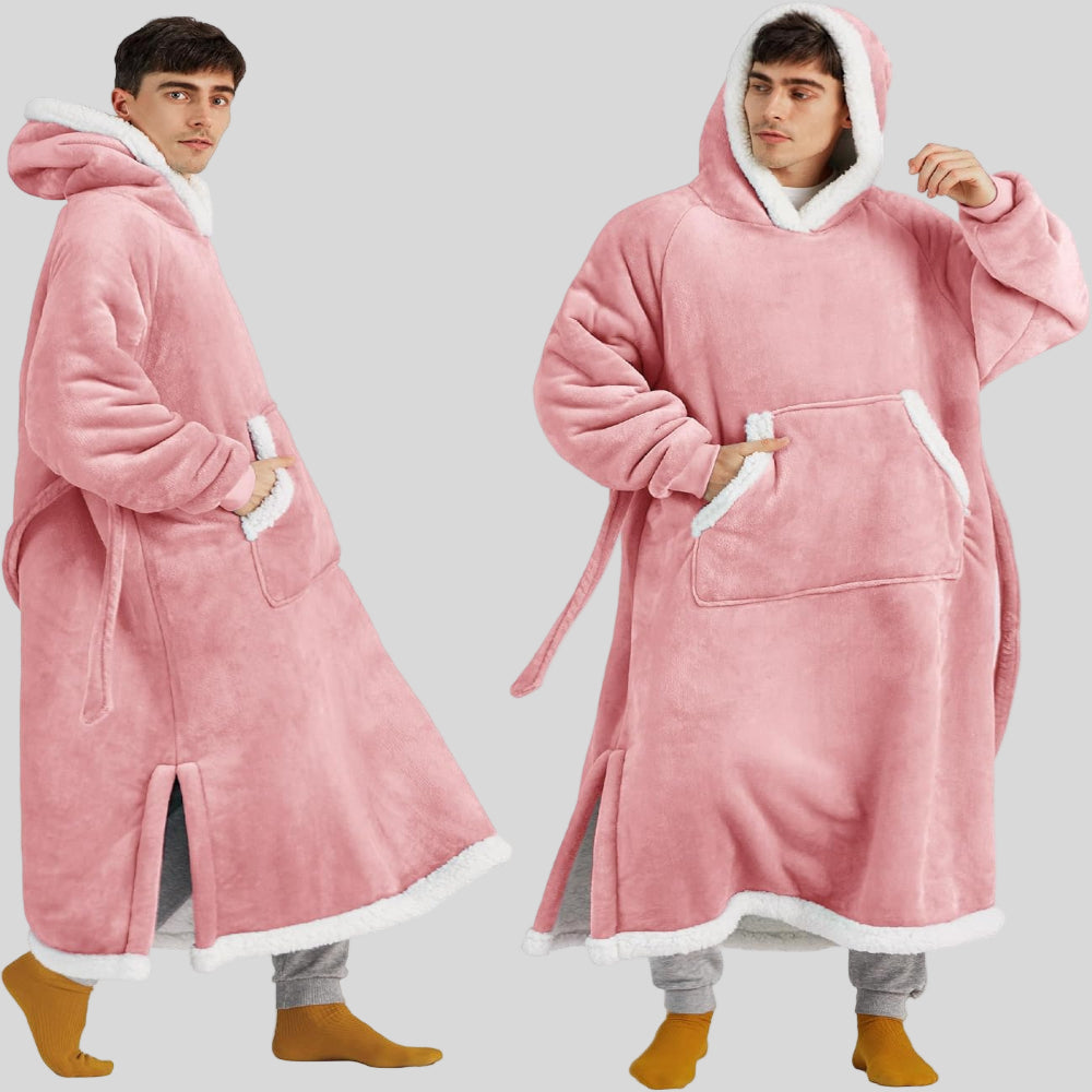 Unisex Cozy Oversized Blanket Hoodie Robe - Hooded Long Sleeve