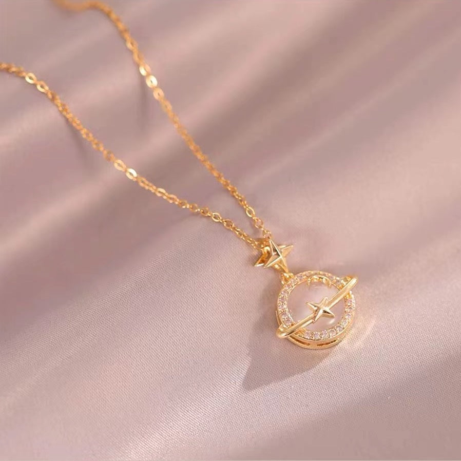 Sterling Silver Planet Drop Necklace