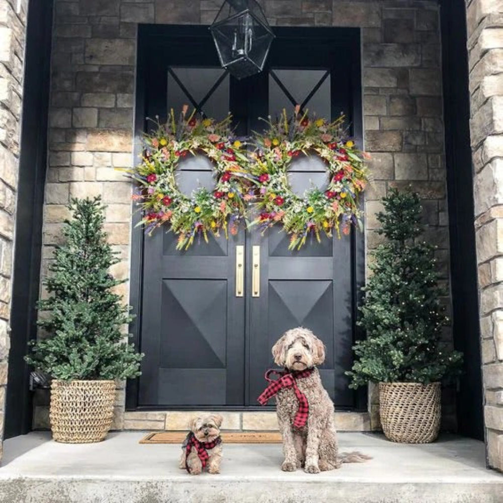 Thanksgiving Wreath Front Door Spring Wildflower Home Decor