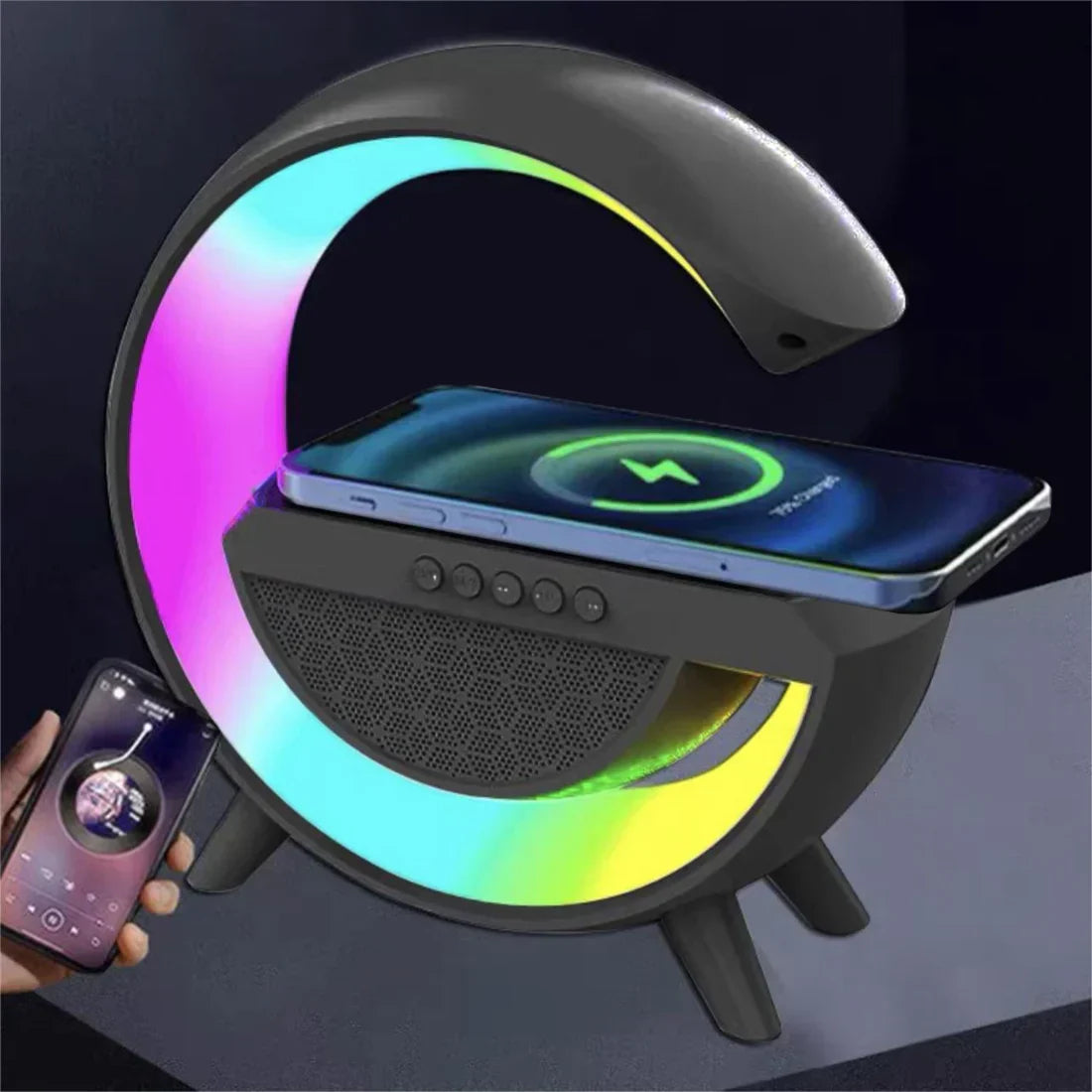 Multifunctional Bluetooth Speaker with Light, Wireless Charging, and Clock