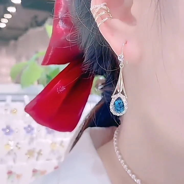 Blue Drop Crystal Earrings