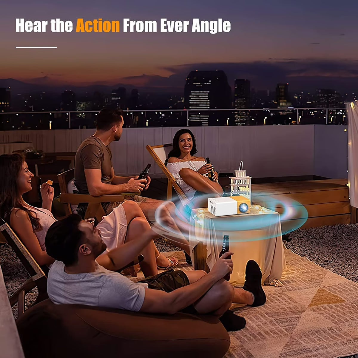 Portable Home Projector - 60 Inch, 1920x1080, Built-in Speaker
