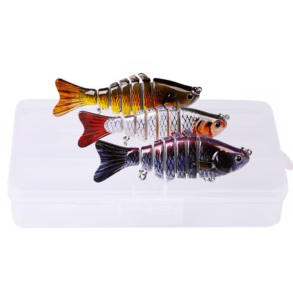 Bionic Swimming Fishing Lure – Realistic Multi-Jointed Artificial Bait with 3D Eyes & Treble Hooks for Freshwater & Saltwater