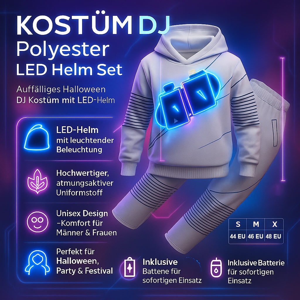 Dj Costume with LED Mask and Light-Up Chest Graphic for Kids''' Disc Jockey