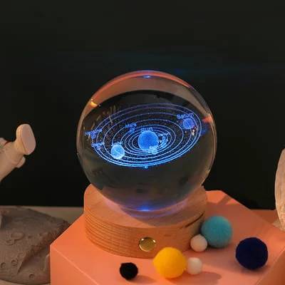 3D Solar System Crystal Ball - Galaxy Glass Globe, Astronomical Decor, Photo Accessories, Unique Birthday Gift