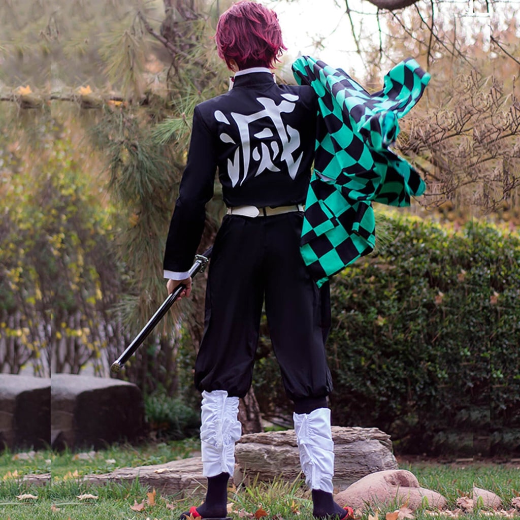 Halloween Anime Cosplay Costume and Outfits with Checkered Haori Coat and Character