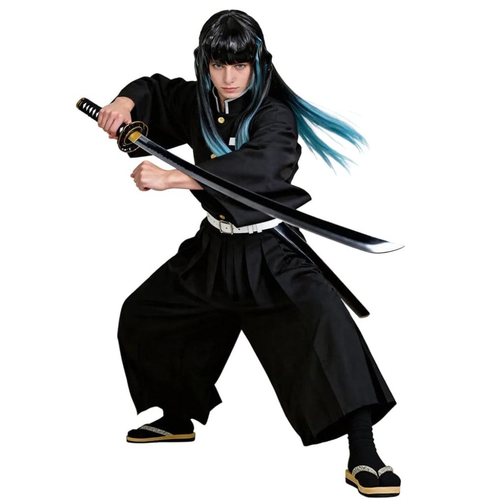 Halloween Anime Cosplay Costume and Outfits with High Collar Wide Sleeves Samurai Style