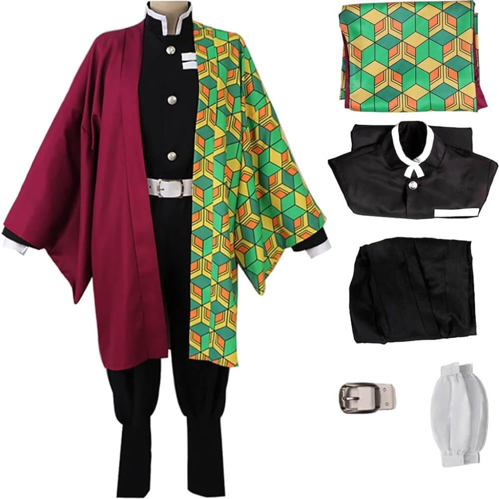 Halloween Anime Cosplay Costume with Character Haori Jacket Light-Up and Spiky
