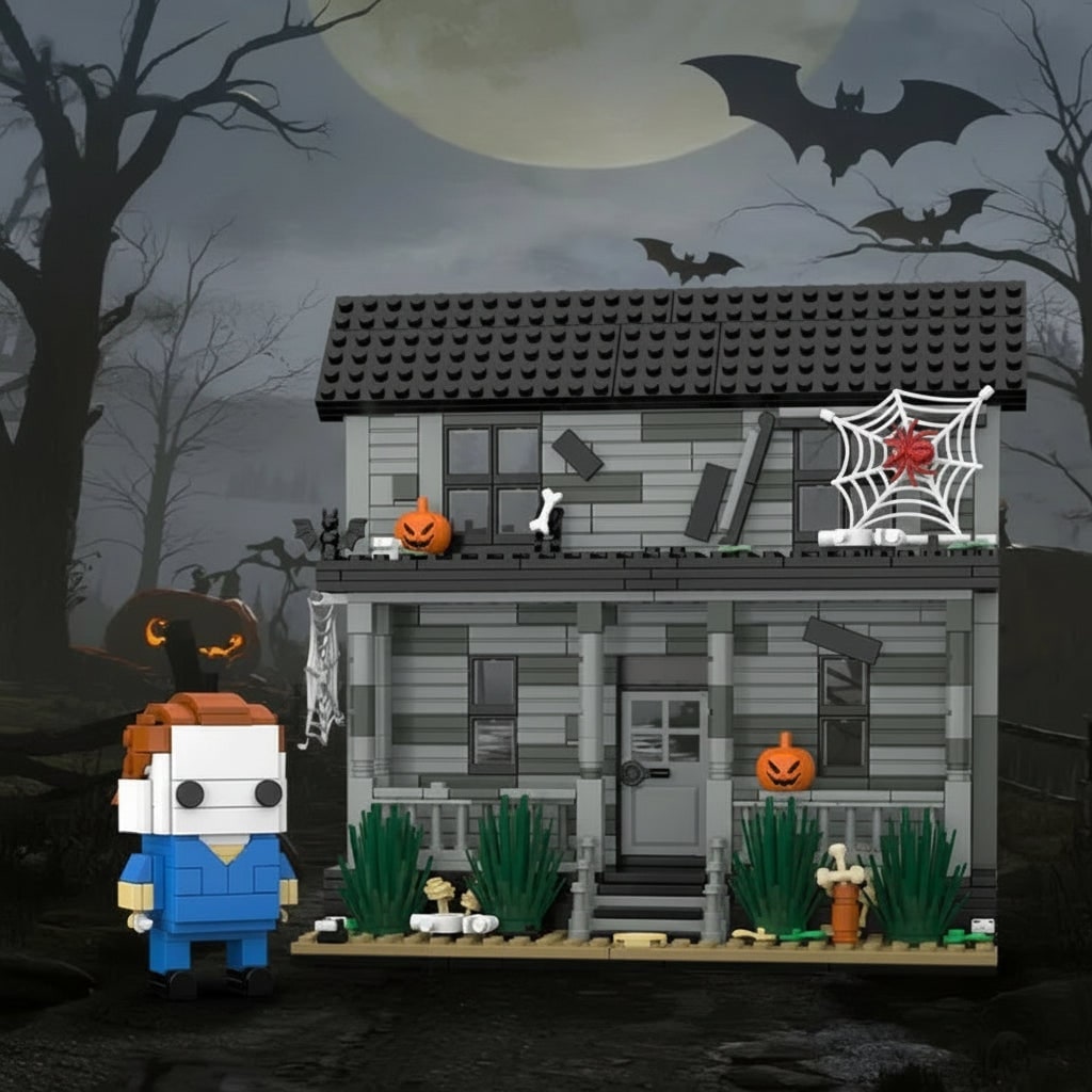 Halloween Building Blocks Magnetic Toy Set Haunted House and Mini Figure for Children