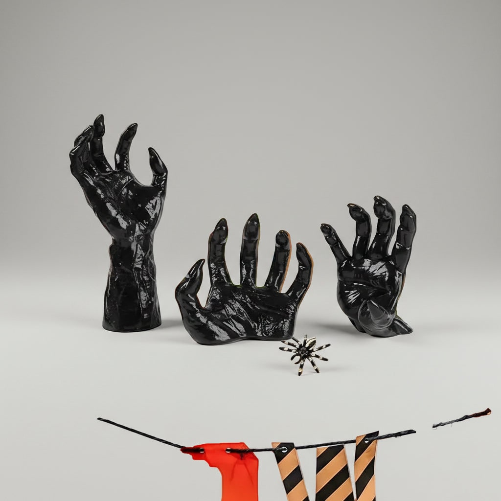 Halloween Creepy Hand Wall Decor Candle Holder with Textured Gothic Design Large Canvas Art