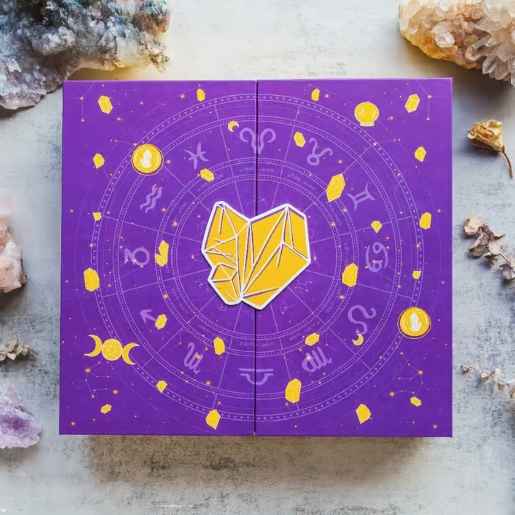 Halloween Crystal Advent Calendar 24 Day Countdown Box with Gemstones and Celestial Decorations