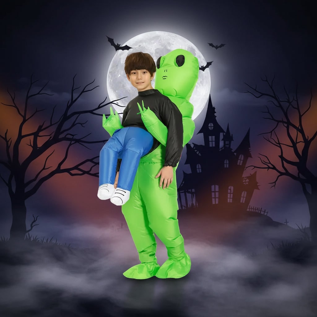 Halloween Inflatable Alien Costume with Dangling Legs and Air Blower Fan