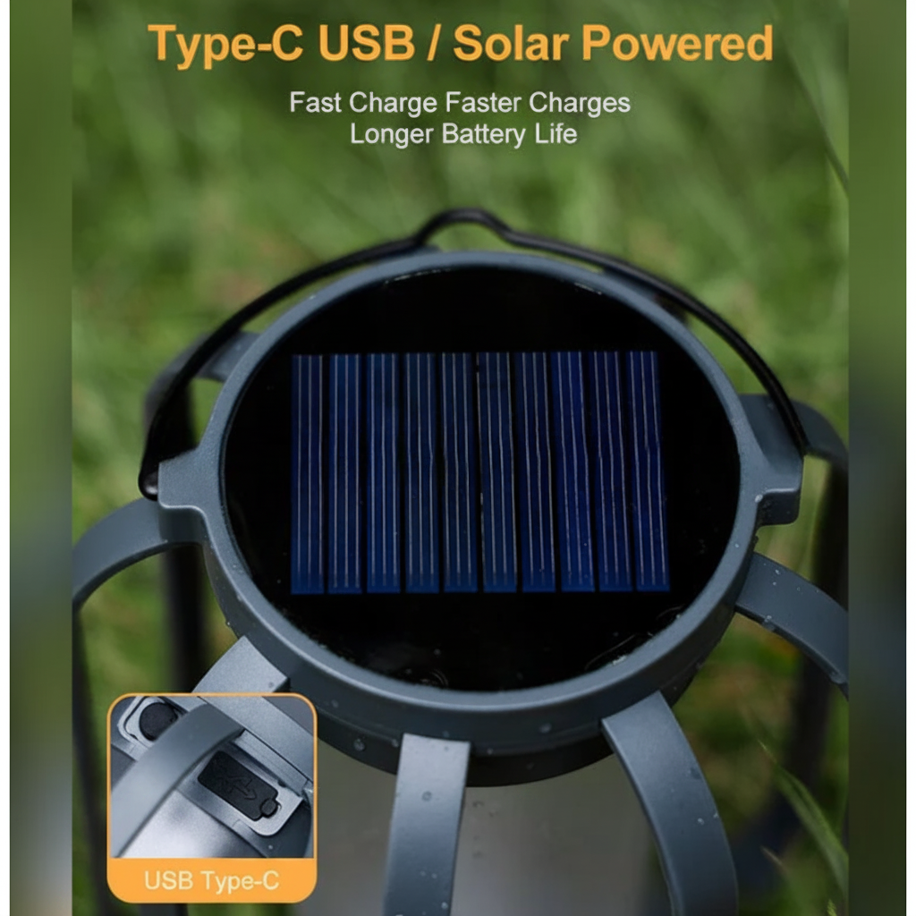 Halloween Outdoor Solar Hanging Lantern with Flickering Flame Effect and Rechargeable Usb-C