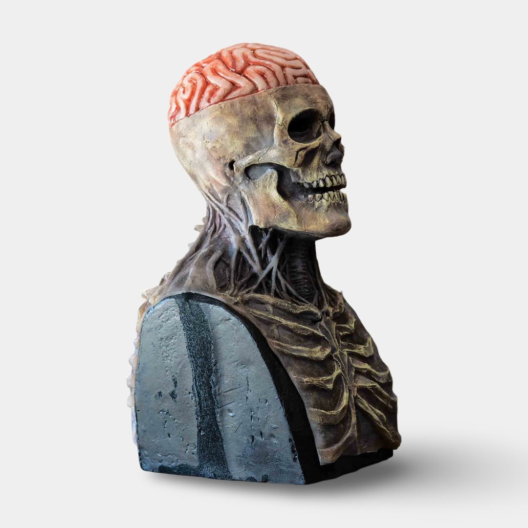 Halloween Skeleton Bust Garage Door Cover with Exposed Brain Detail for Spooky Party Decoration