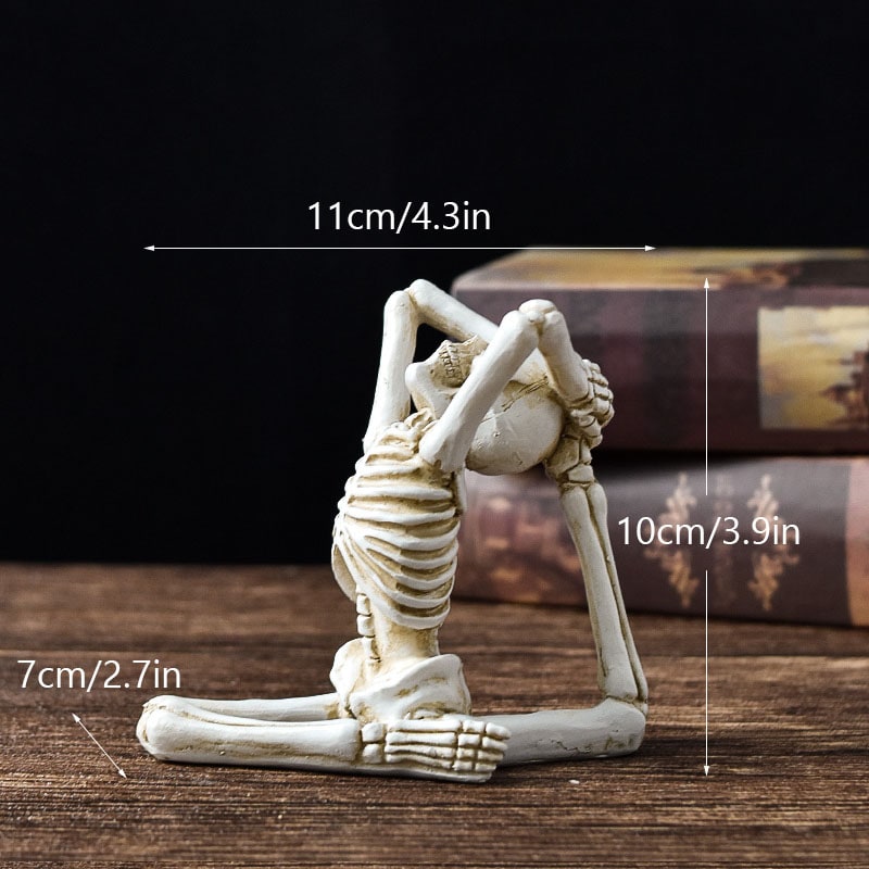 Halloween Skeleton Yoga Pose Resin Figurine Spooky Desktop Decoration