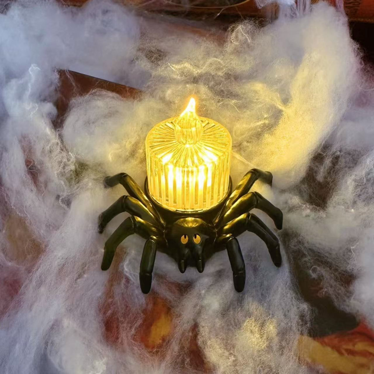 Halloween Spider Tea Lights with LED Candles Battery Operated Flameless Holder Decoration