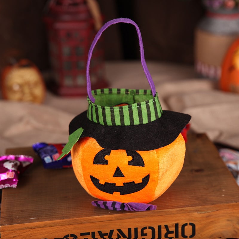Kids' Halloween Candy Bag and Trick or Treat with Plush Velour Character Design and Felt Handle