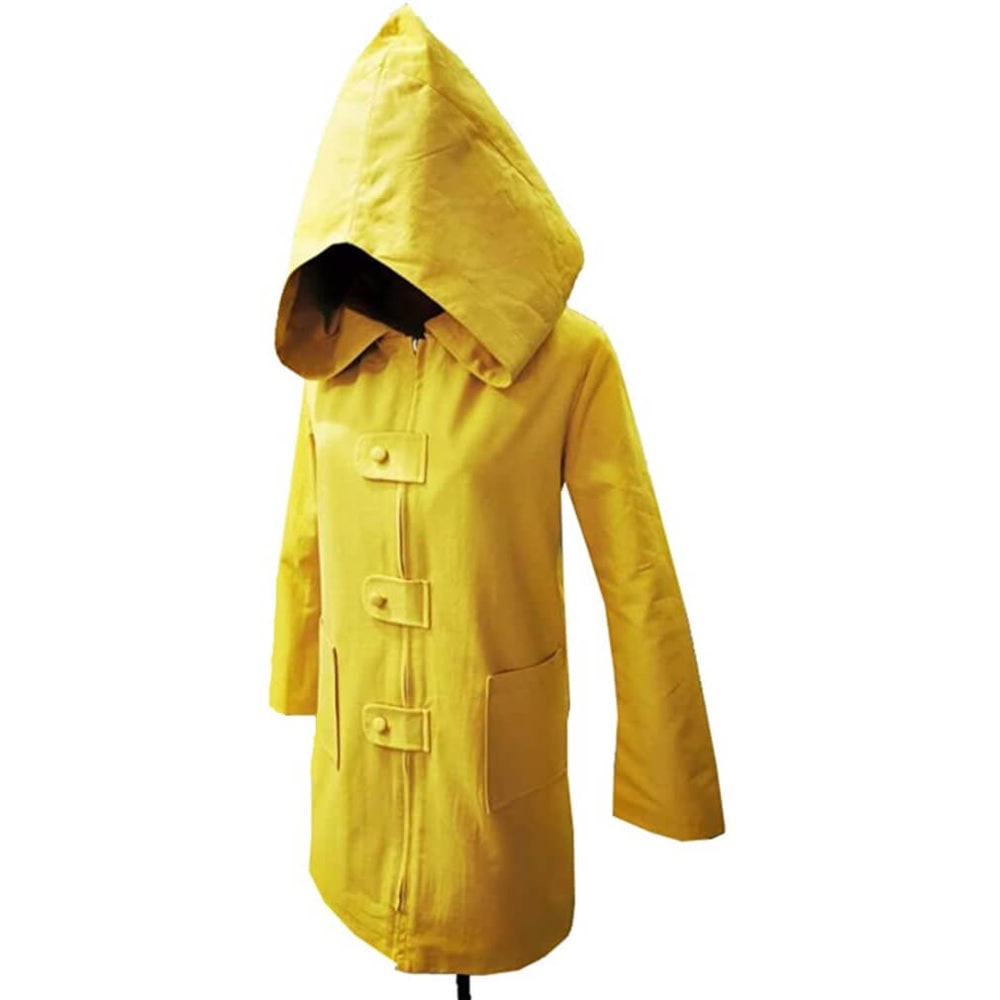 Kids' Halloween Cosplay Costume Yellow Raincoat Jacket with Hooded Design and Front Zipper Closure
