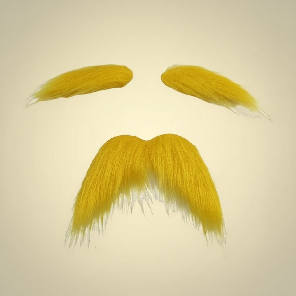 Kids' Halloween Costume Mustache and Fake Beard with Self Adhesive Eyebrows Set Bushy Yellow