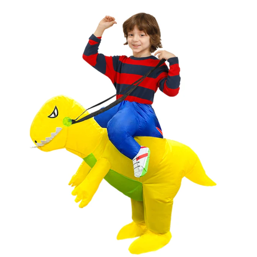 Kids' Halloween Inflatable Dinosaur Costume Outfit Suit with Built-In Fan and Ride-On Design