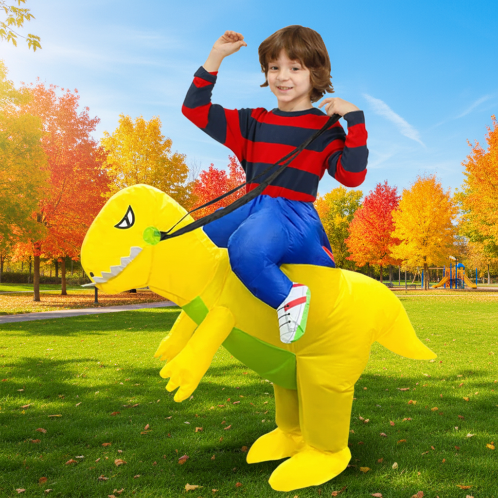 Kids' Halloween Inflatable Dinosaur Costume Suit with Step-In Design and Battery Fan for Party