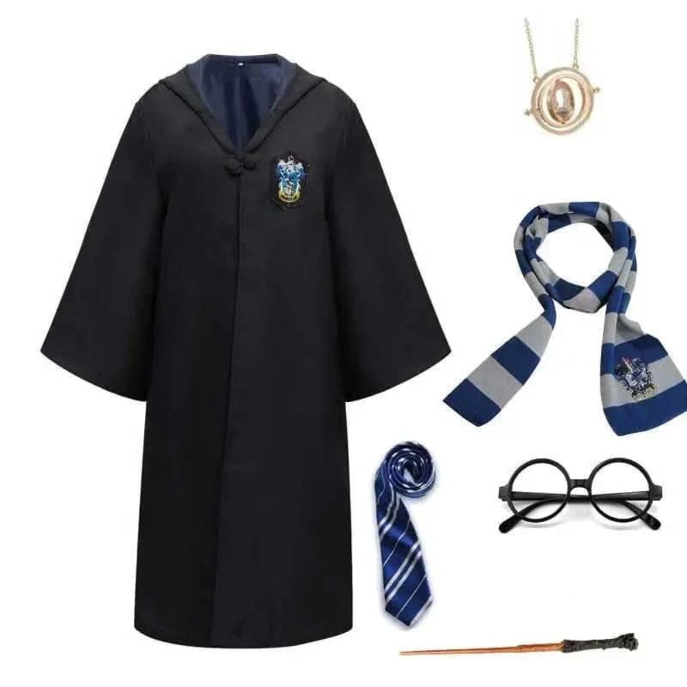 Wizard Robe Costume with Embroidered Crest and Hood