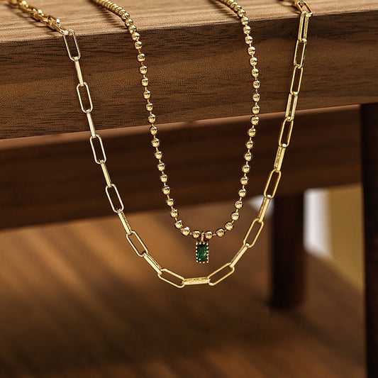 Emerald Square Zircon Necklace