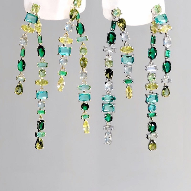 Green Forest Tassel Earrings