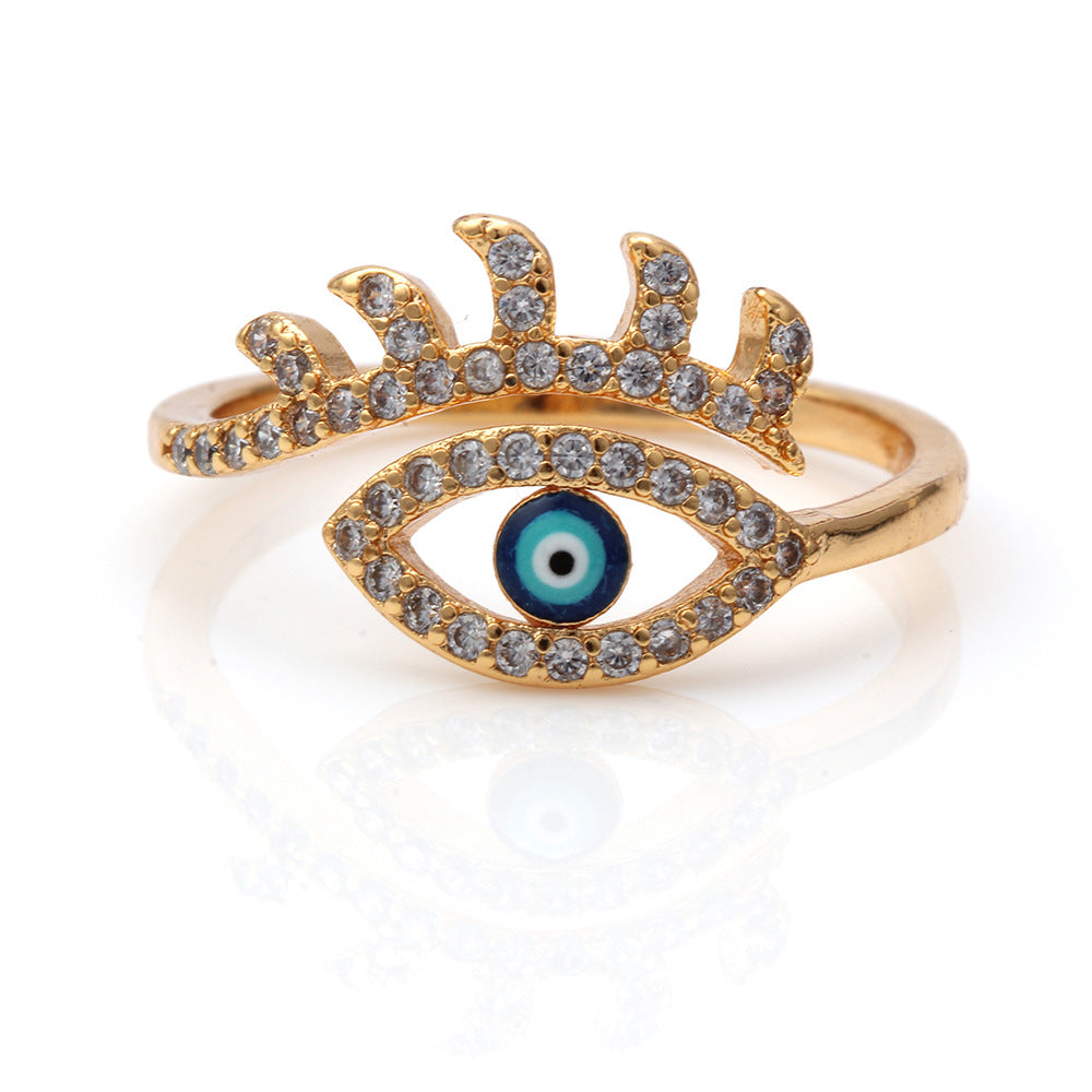 Crystal Blue Evil Eye Ring