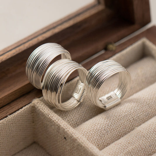 Multi-Layered Line Sterling Silver Ring