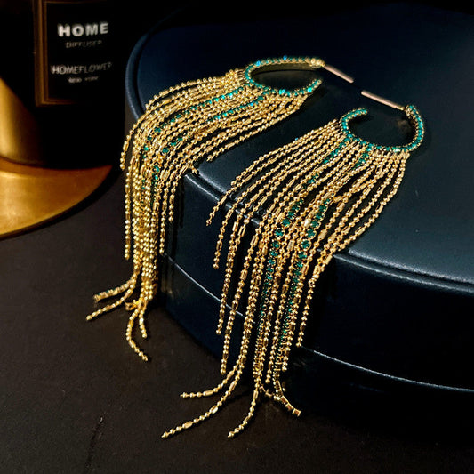 Round Long Tassel Earrings