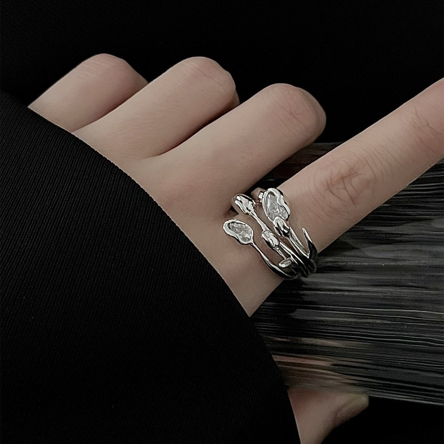 Sterling Silver Tulip Zirconia Ring